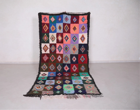 Vintage Moroccan Accent Area Rug 4.7 x 9.8 ft