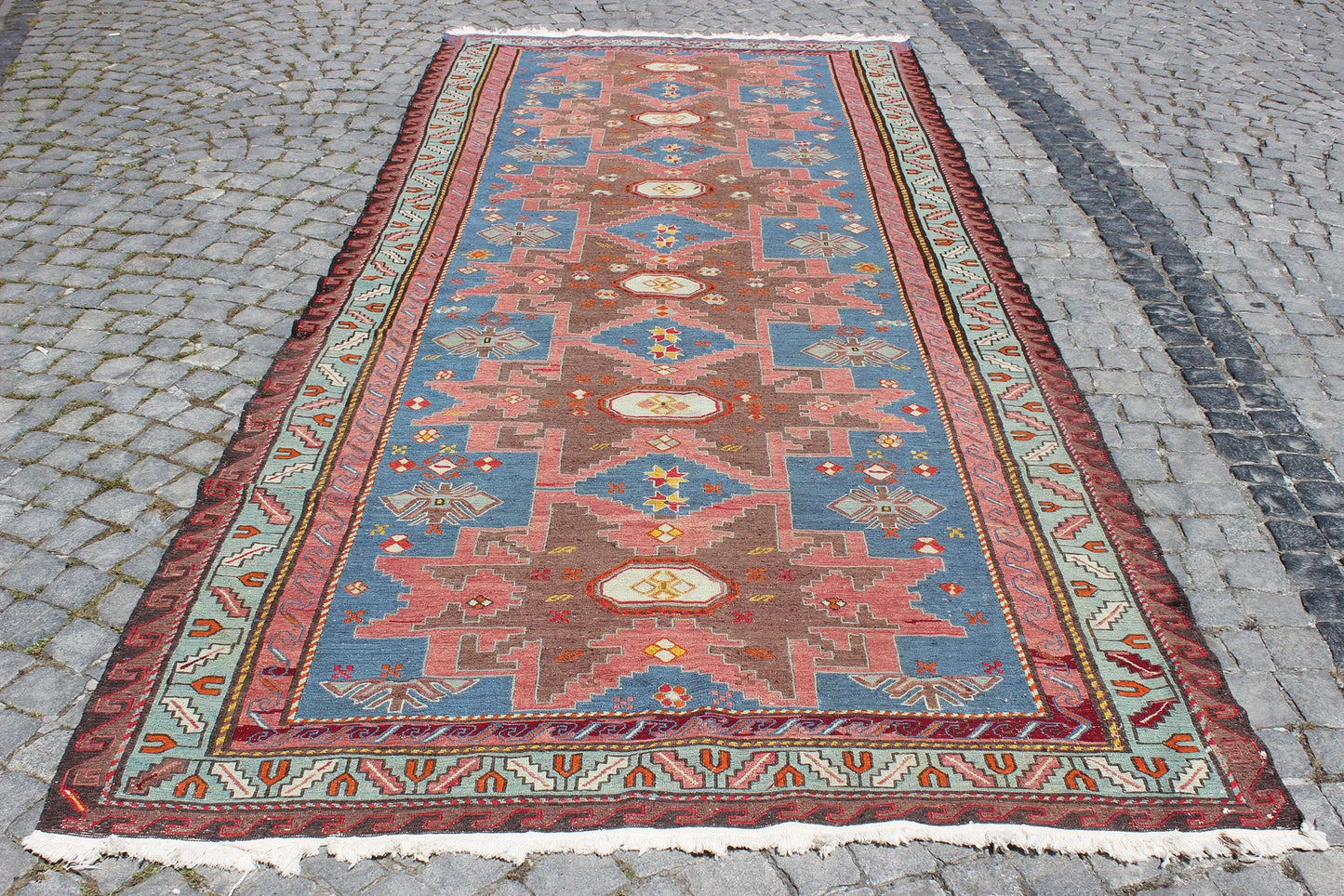 XL Vintage Soumak Accent Area Rug 5.2 x 12.3 ft