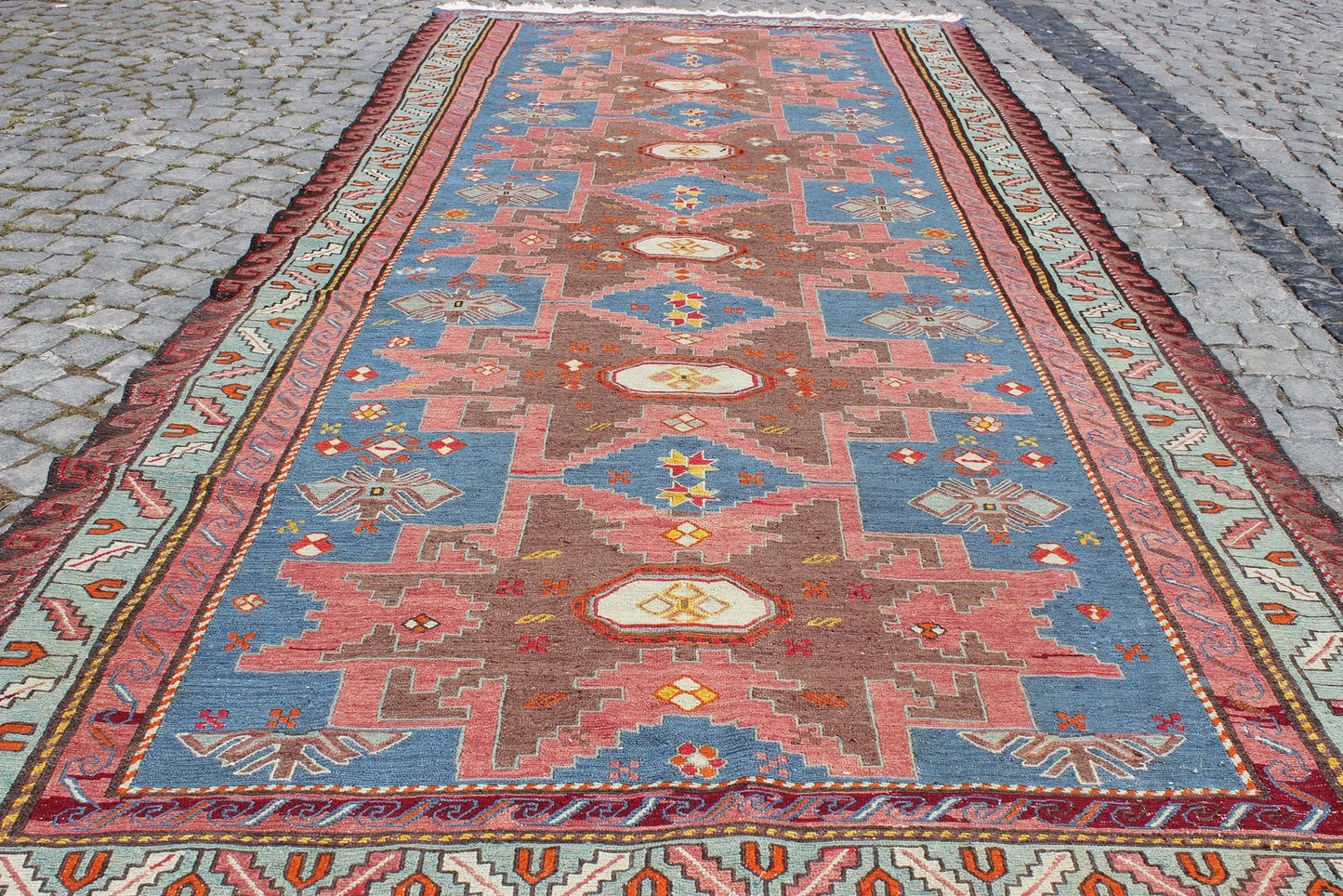 XL Vintage Soumak Accent Area Rug 5.2 x 12.3 ft