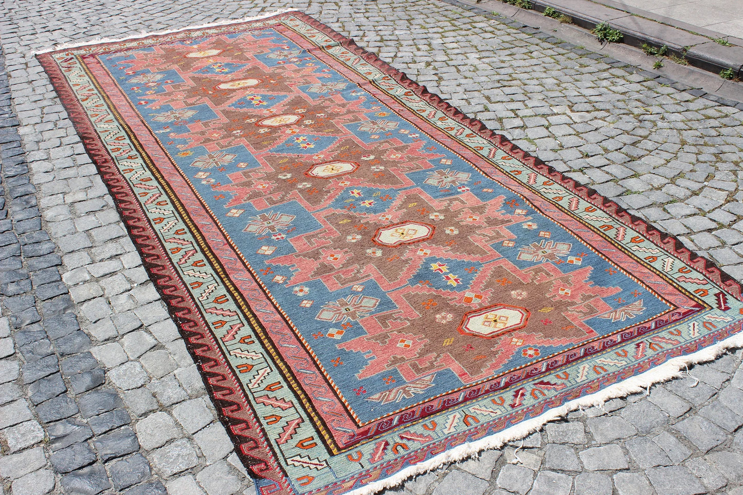 XL Vintage Soumak Accent Area Rug 5.2 x 12.3 ft