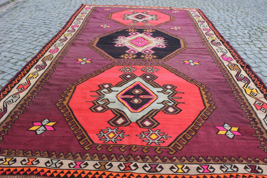 XL Vintage Turkish Accent Area Rug 7.2 x 13 ft
