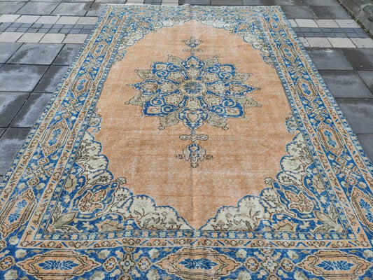 XL Vintage Turkish Accent Area Rug 7.1 x 10.5 ft