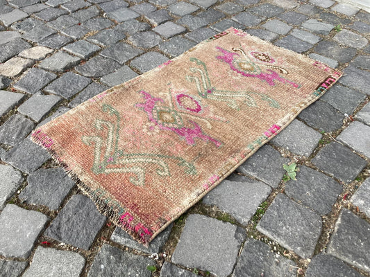 Vintage Turkish Mini Rug 1.4 x 2.5 ft