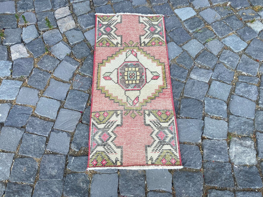 Vintage Turkish Mini Rug 1.3 x 2.8 ft