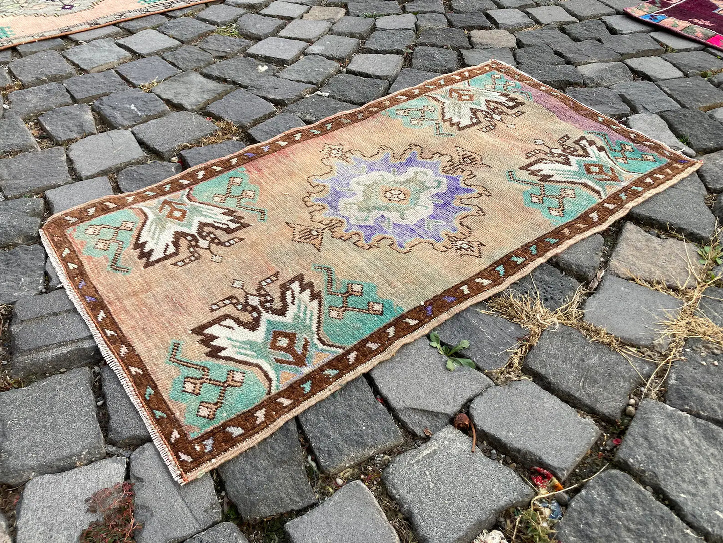 Vintage Turkish Mini Rug 1.5 x 2.9 ft