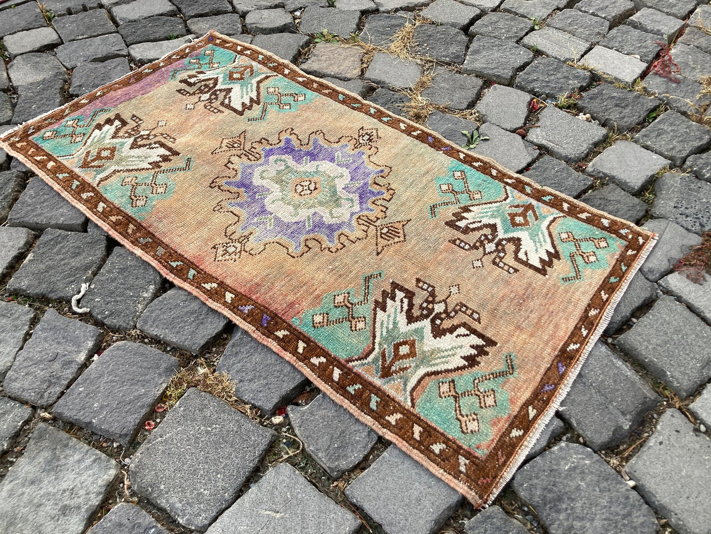 Vintage Turkish Mini Rug 1.5 x 2.9 ft