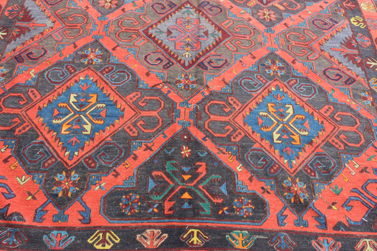 XL Vintage Soumak Accent Area Rug 6.9 x 14.1 ft