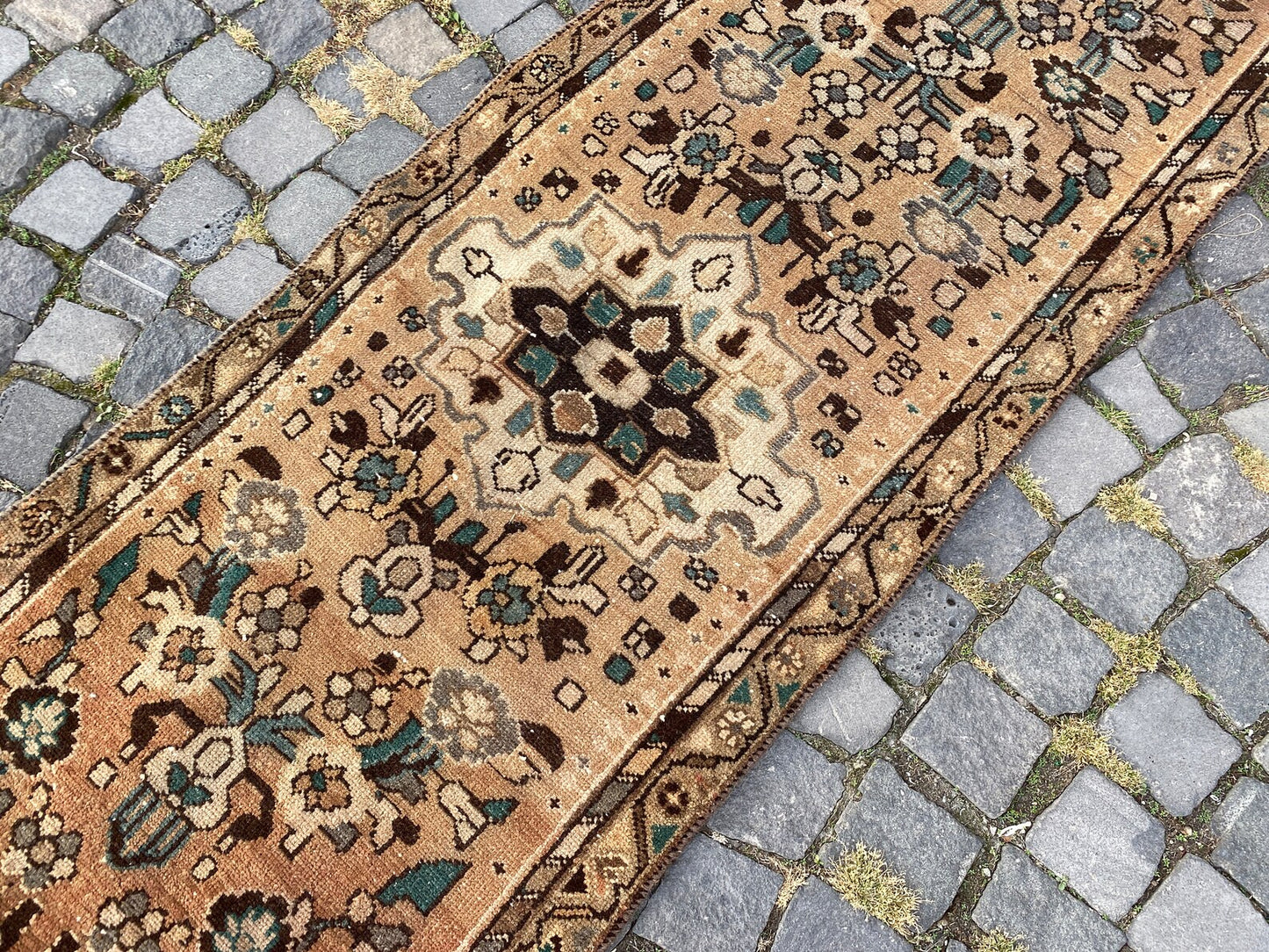 Vintage Turkish Runner Rug 2.2 x 8.9 ft