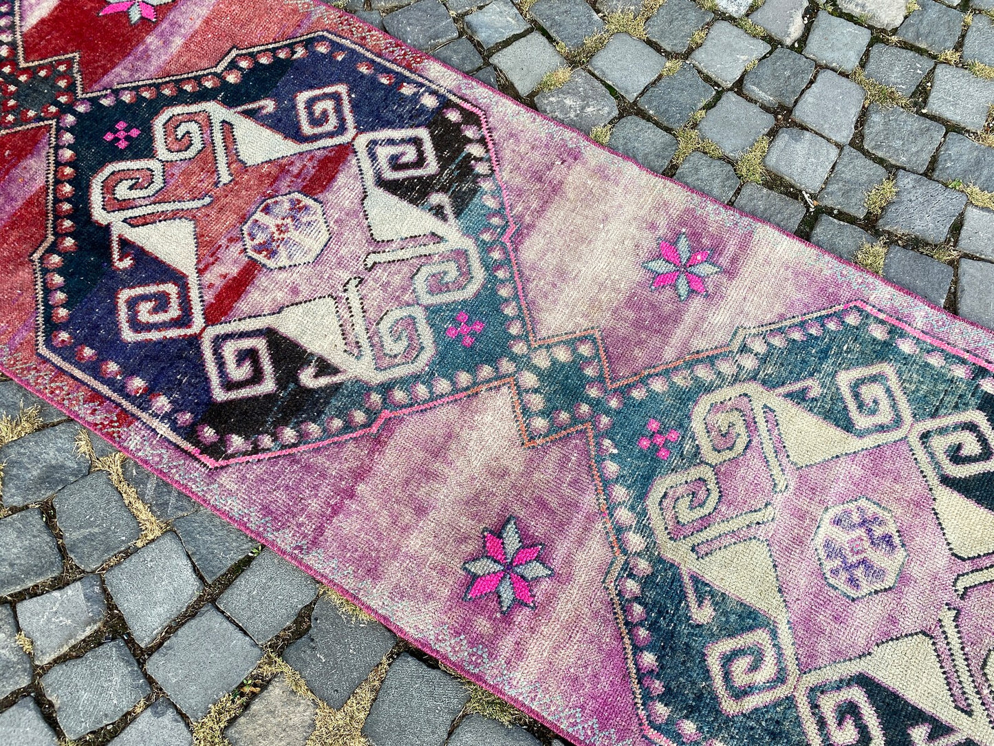 Vintage Turkish Runner Rug 2.5 x 9.4 ft