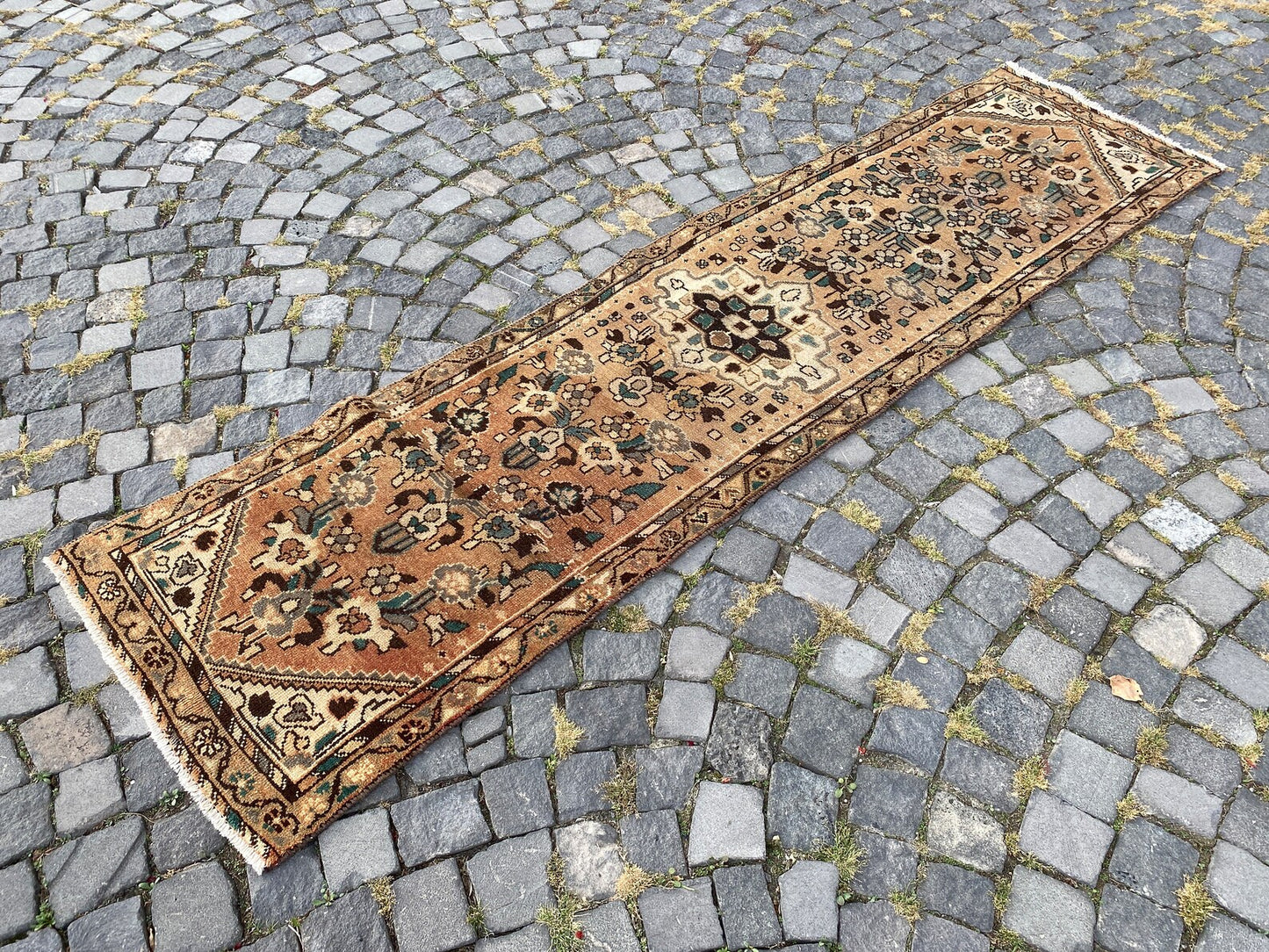 Vintage Turkish Runner Rug 2.2 x 8.9 ft