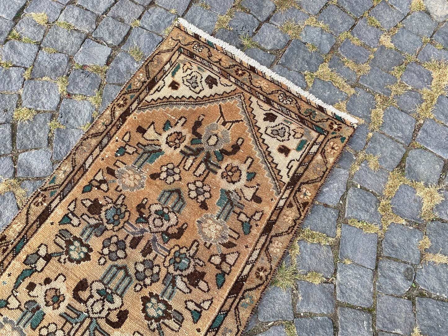 Vintage Turkish Runner Rug 2.2 x 8.9 ft