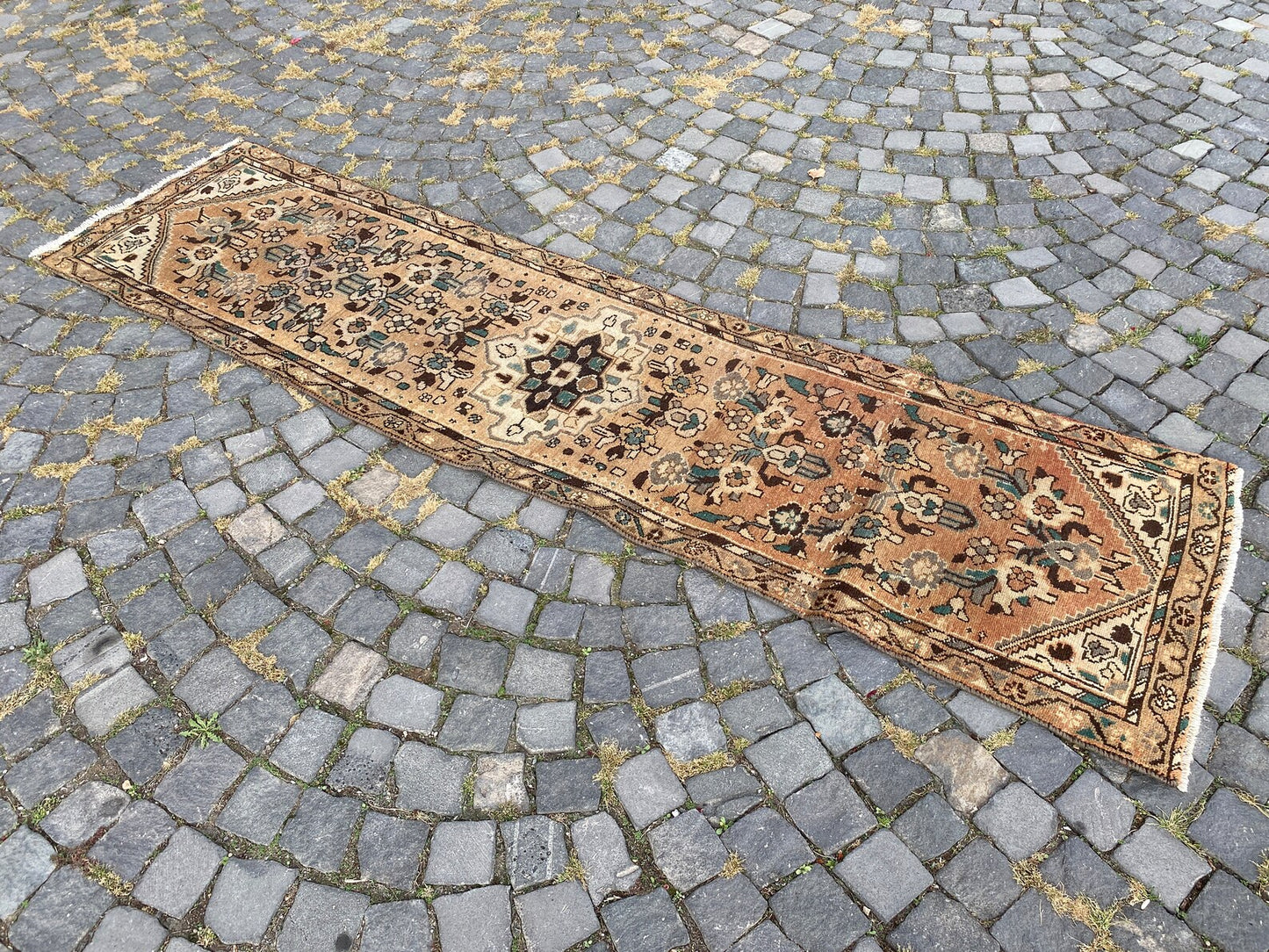 Vintage Turkish Runner Rug 2.2 x 8.9 ft