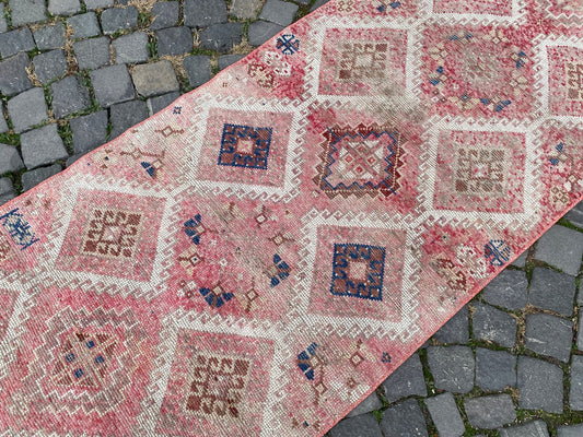 Vintage Turkish Runner Rug 2.8 x 9.4 ft