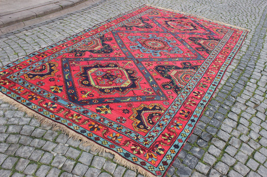 XL Vintage Soumak Accent Area Rug 7.1 x 12.5 ft