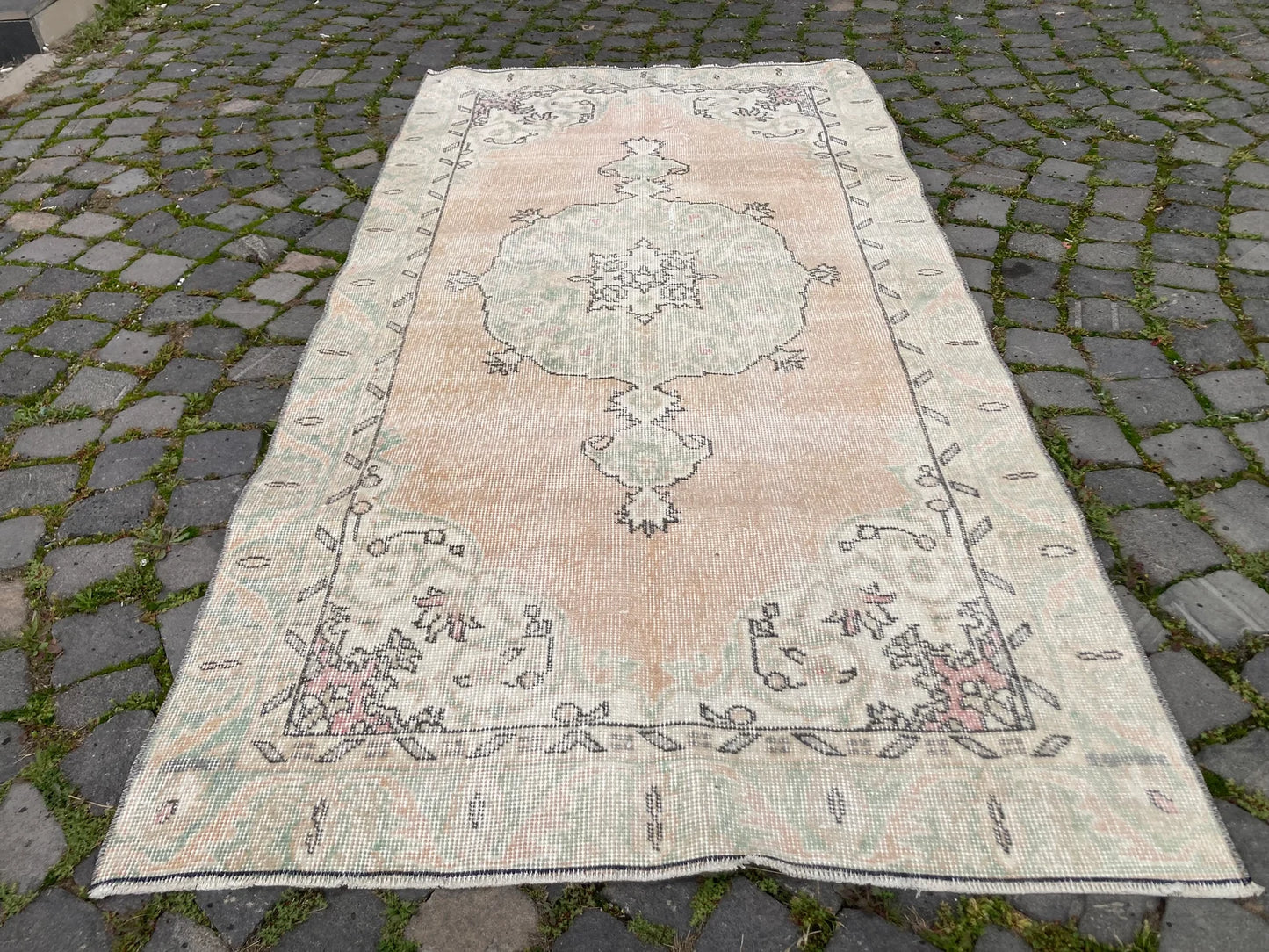 Vintage Turkish Accent Area rug 3.3 x 6.6 ft