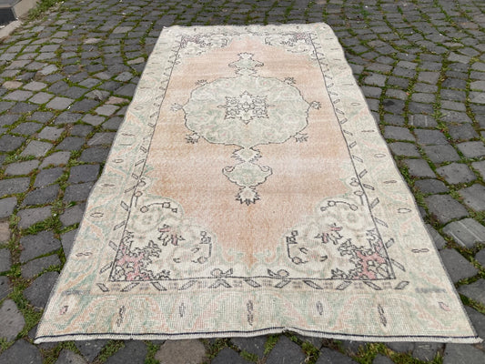 Vintage Turkish Accent Area rug 3.3 x 6.6 ft