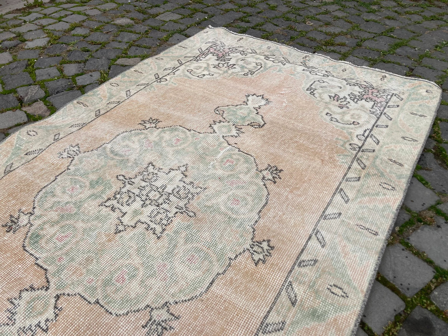 Vintage Turkish Accent Area rug 3.3 x 6.6 ft
