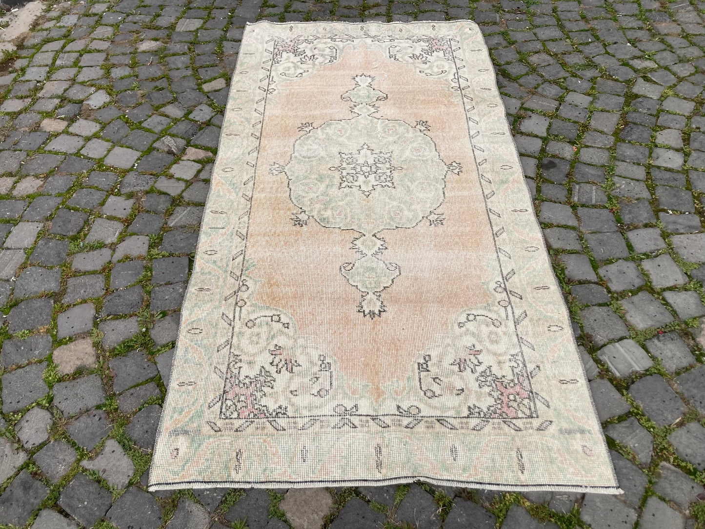 Vintage Turkish Accent Area rug 3.3 x 6.6 ft