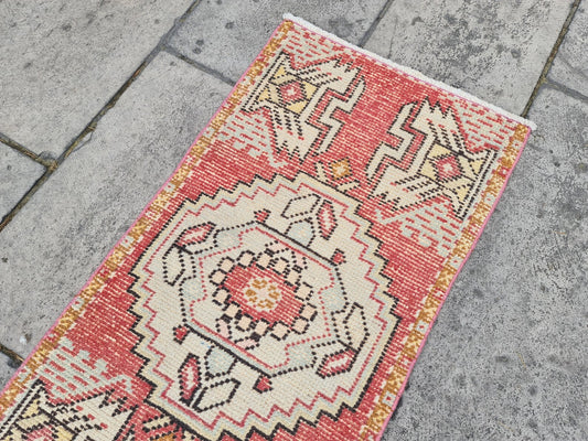 Vintage Turkish Mini Rug 1.5 x 2.9 ft