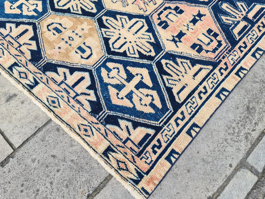 Vintage Turkish Runner Rug 4.2 x 8.2 ft
