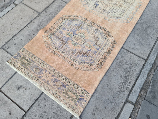 Vintage Turkish Runner Rug 2.6 x 10.4 ft