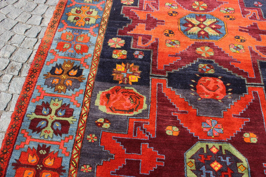 XL Vintage Caucasian Accent Area Rug 6.9 x 11.3 ft