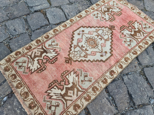 Vintage Turkish Mini Rug 1.4 x 2.9 ft