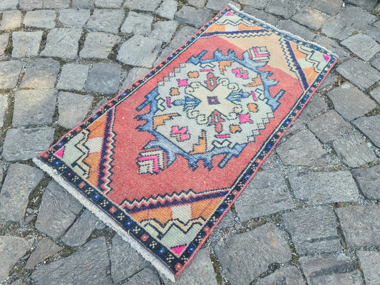 Vintage Turkish Mini Rug 1.5 x 3 ft