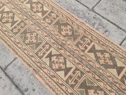 Vintage Turkish Runner Rug 2 x 9.2 ft