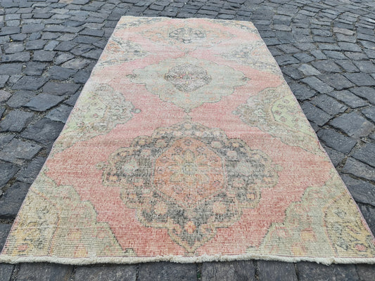 Vintage Turkish Accent Area rug 3.3 x 6.2 ft