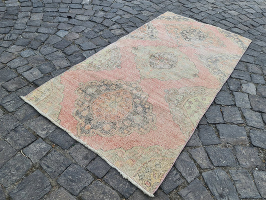 Vintage Turkish Accent Area rug 3.3 x 6.2 ft