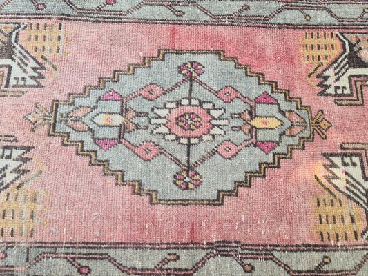 Vintage Turkish Mini Rug 1.6 x 3.6 ft
