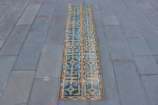 Vintage Turkish Accent Runner Rug 1.5 x 6.8 ft