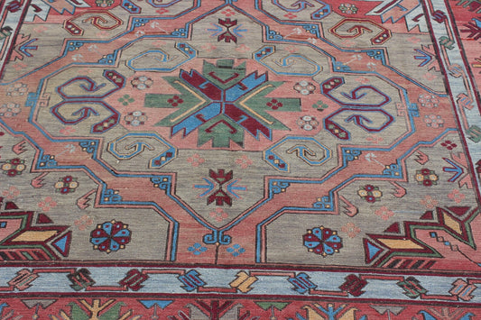 XL Vintage Soumak Accent Area Rug 7.2 x 11.8 ft