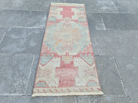 Vintage Turkish Mini Rug 1.6 x 3.2 ft