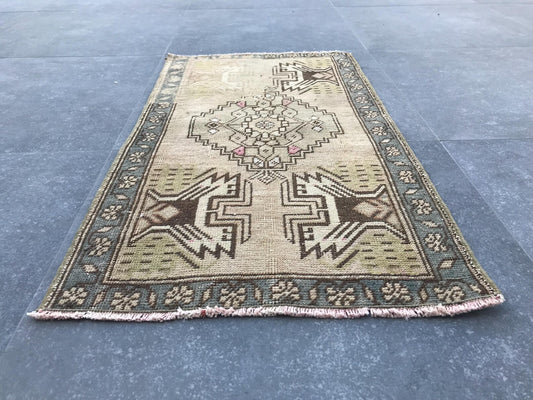 Vintage Turkish Mini Rug 1.7 x 3 ft