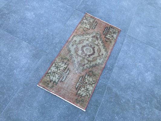 Vintage Turkish Mini Rug 1.3 x 2.9 ft