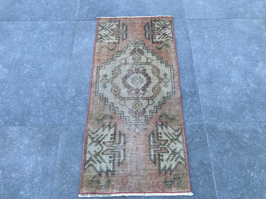 Vintage Turkish Mini Rug 1.3 x 2.9 ft