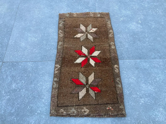 Vintage Turkish Mini Rug 1.2 x 2.3 ft