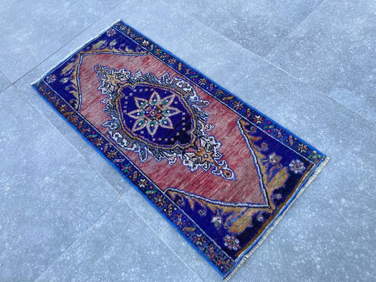 Vintage Turkish Mini Rug 1.2 x 2.8 ft