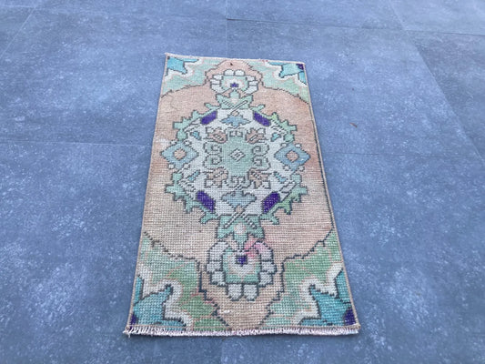 Vintage Turkish Mini Rug 1.2 x 2.5 ft