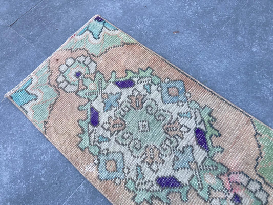 Vintage Turkish Mini Rug 1.2 x 2.5 ft