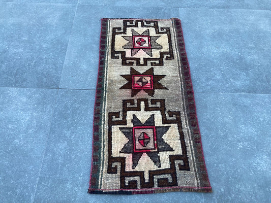 Vintage Turkish Mini Rug 1.4 x 3 ft