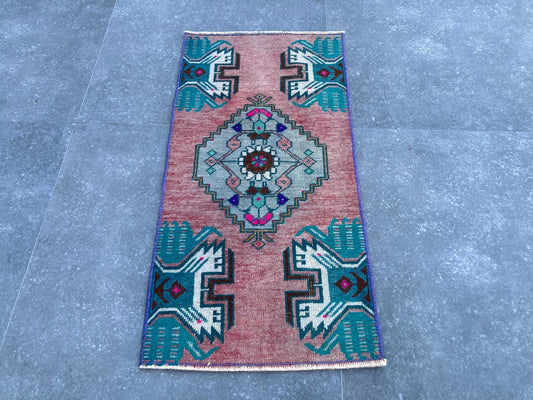Vintage Turkish Mini Rug 1.3 x 2.8 ft