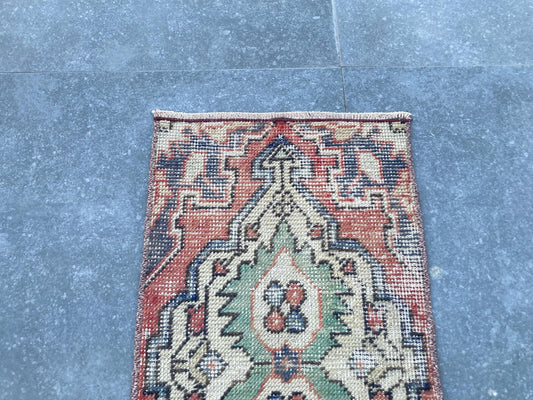 Vintage Turkish Mini Rug 1.2 x 2.3 ft