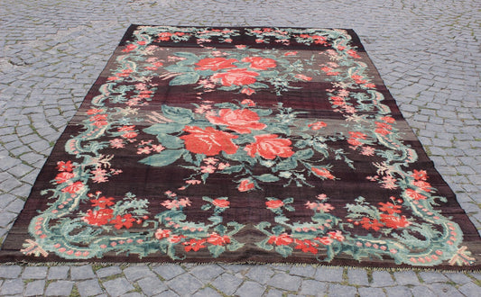 XL Vintage Turkish Accent Area Rug 6.2 x 10.6 ft