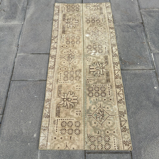 Vintage Turkish Runner Rug 2 x 4.9 ft