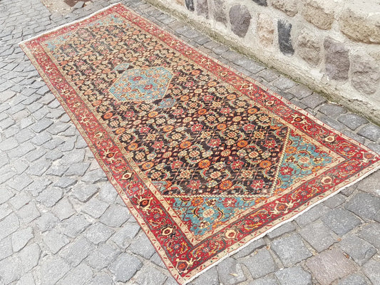 Vintage Turkish Runner Rug 3.6 x 10.9 ft