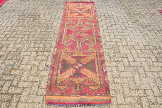 Vintage Turkish Runner Rug 2.9 x 10.3 ft