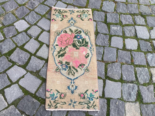 Vintage Turkish Mini Rug 1 x 2.4 ft